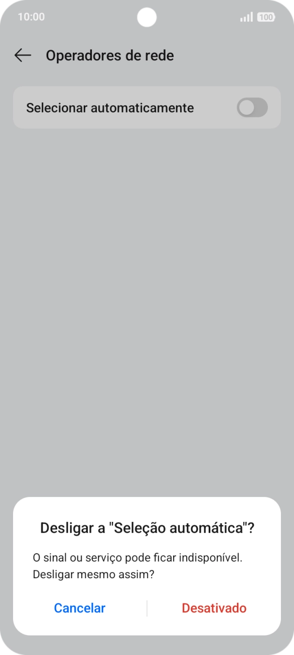 Prima Desativado para desativar a função e aguarde enquanto o telefone procura as redes.