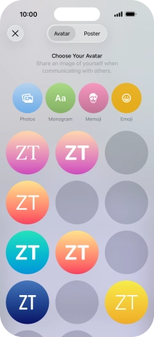 Press the required category and follow the instructions on the screen to select and save the required picture to your Contact Poster.