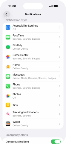 Press the required application.