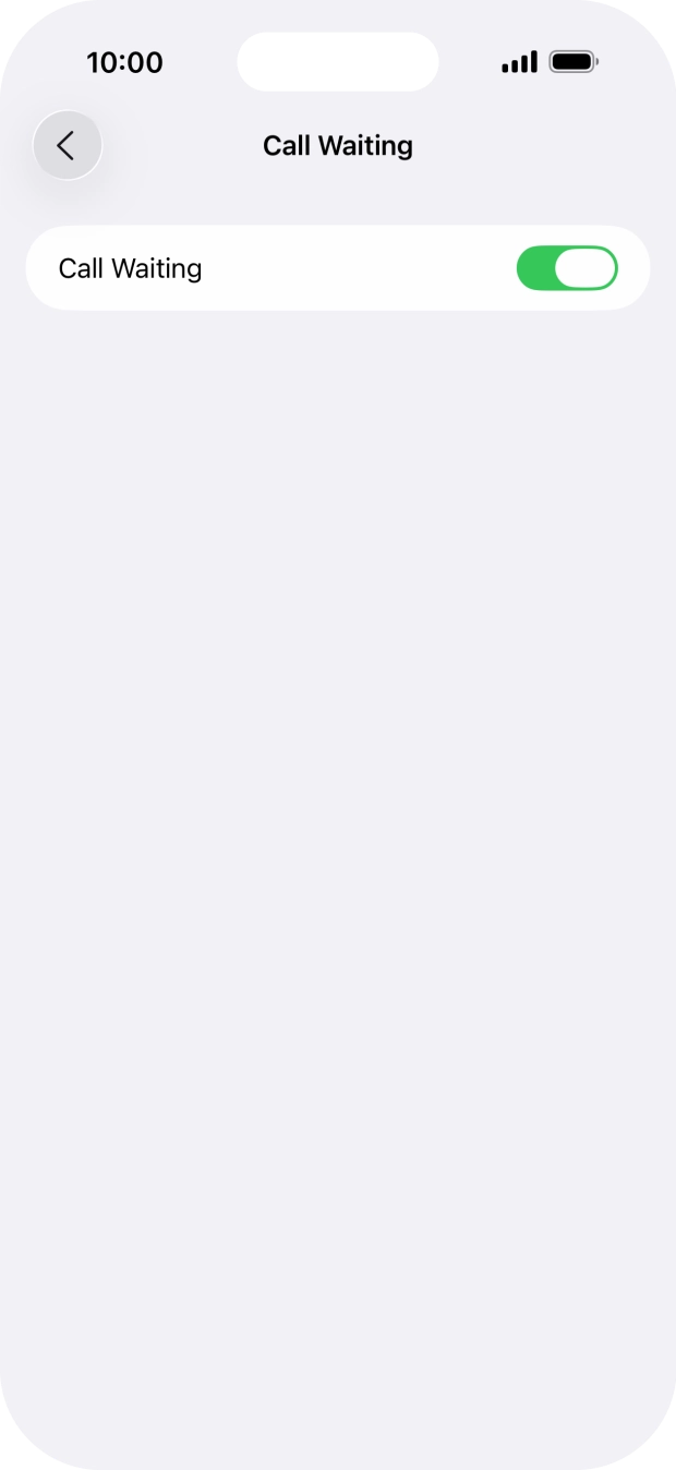 Press the indicator next to 'Call Waiting' to turn the function on or off.