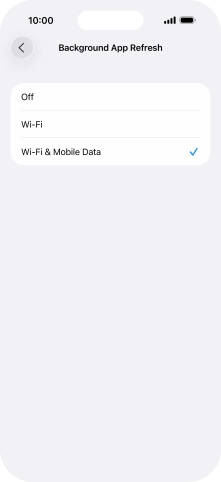 To turn off background refresh of apps, press Off. To turn off background refresh of apps, press Off.