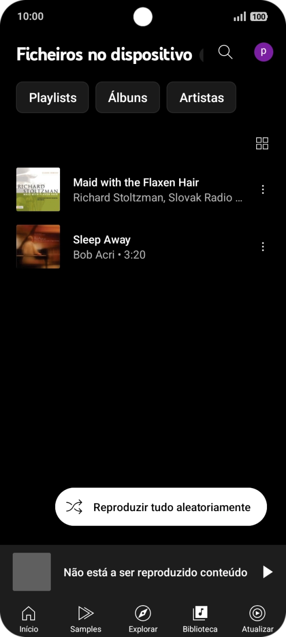 Prima o ficheiro de música pretendido.