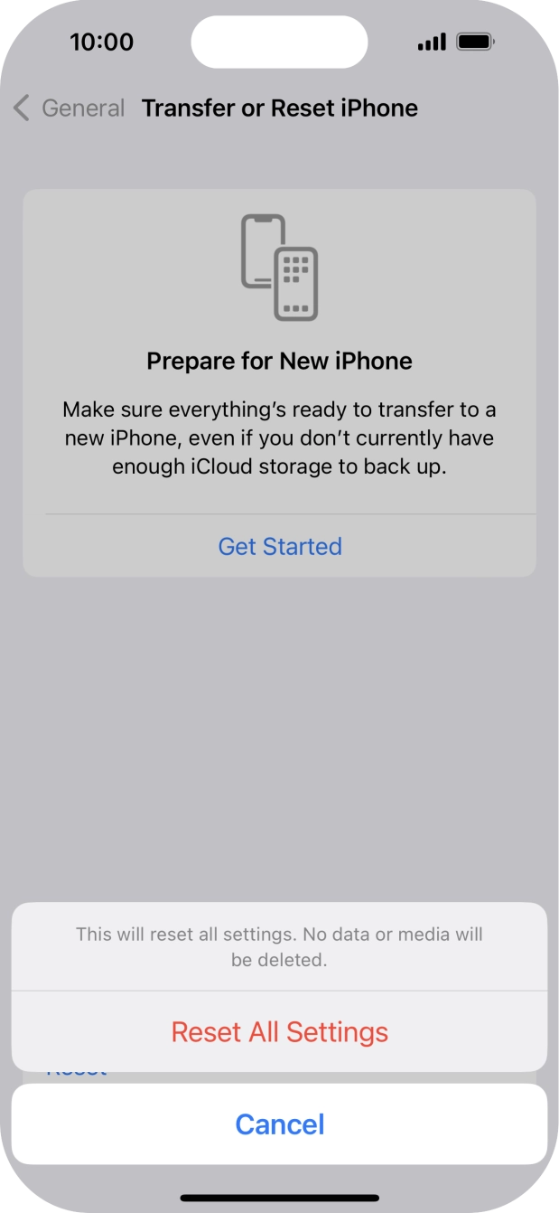 Press Reset All Settings.