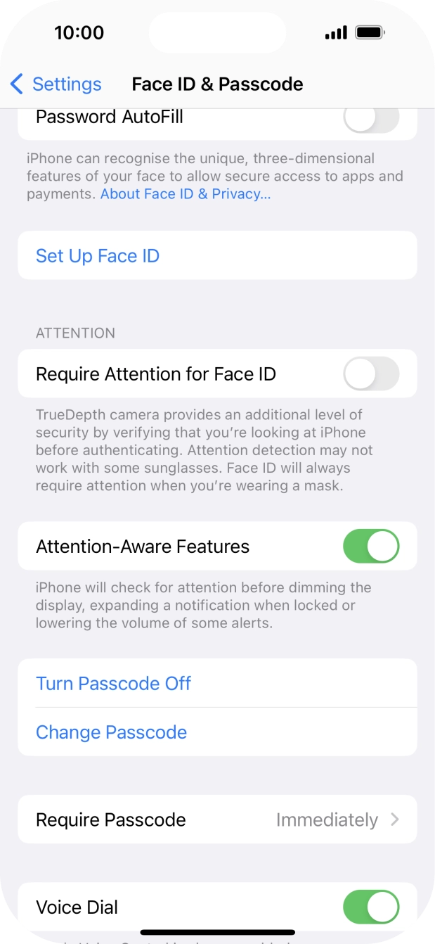 Press Turn Passcode Off and key in the phone lock code.
