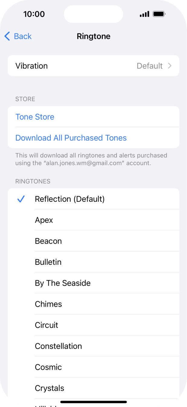 Press the different ring tones to hear them.