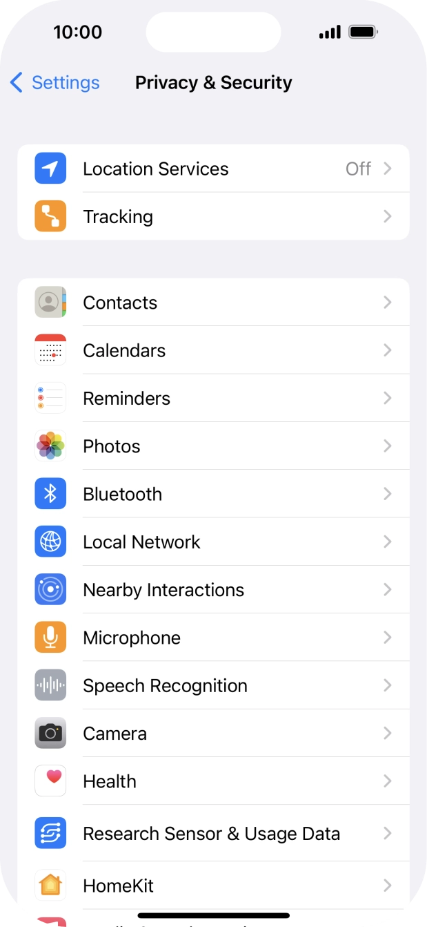Press Location Services.