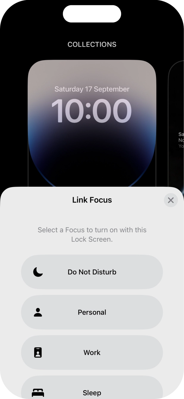 Press the required focus mode.