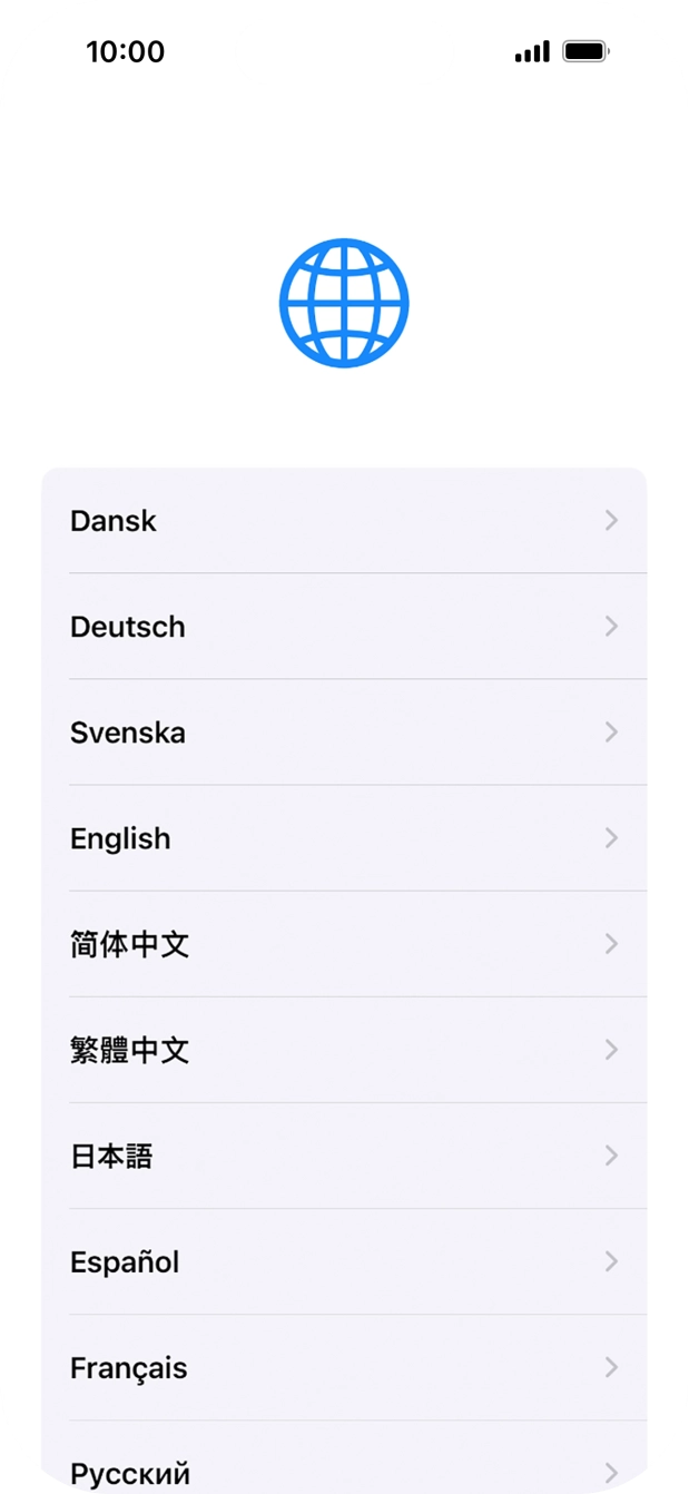 Press the required language. Press the required language.