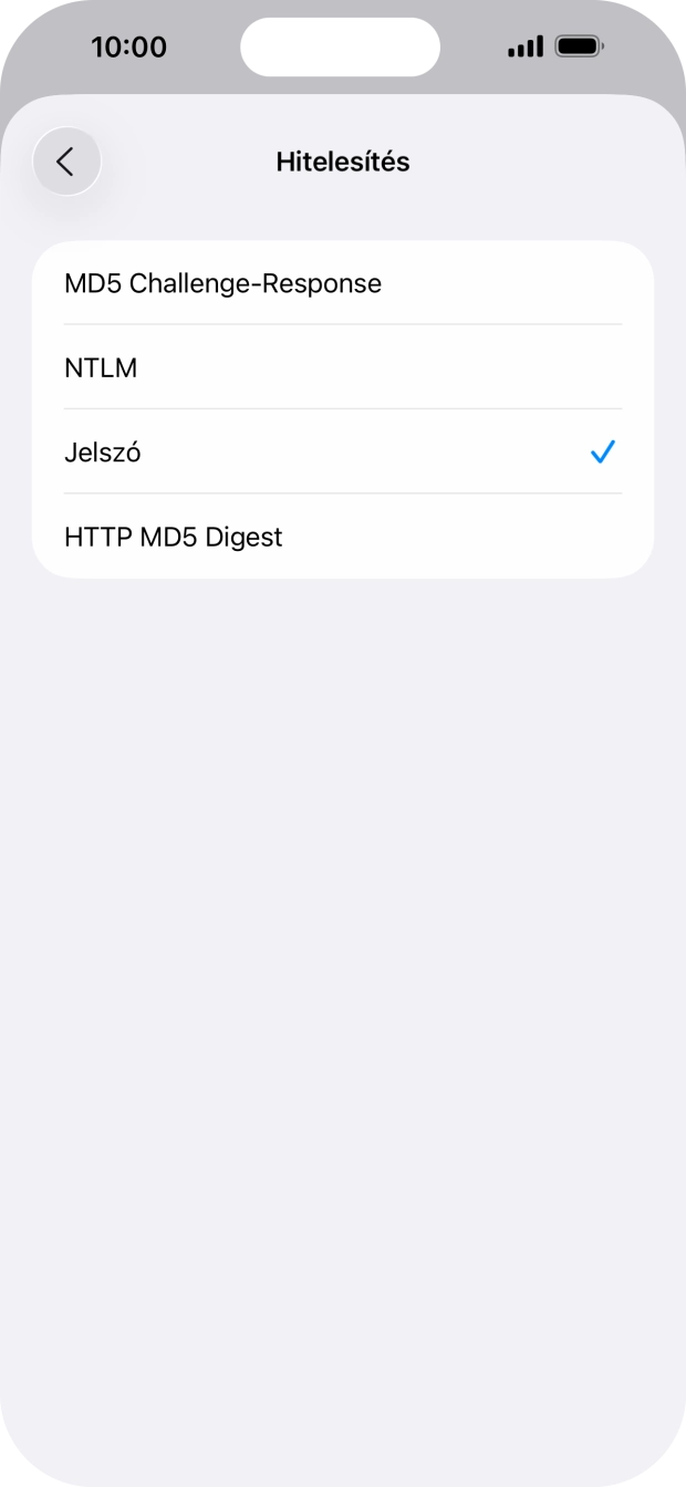Válaszd a Jelszó lehetőséget.