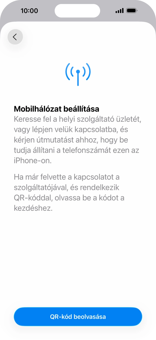 Válaszd a QR-kód beolvasása lehetőséget. Válaszd a QR-kód beolvasása lehetőséget.
