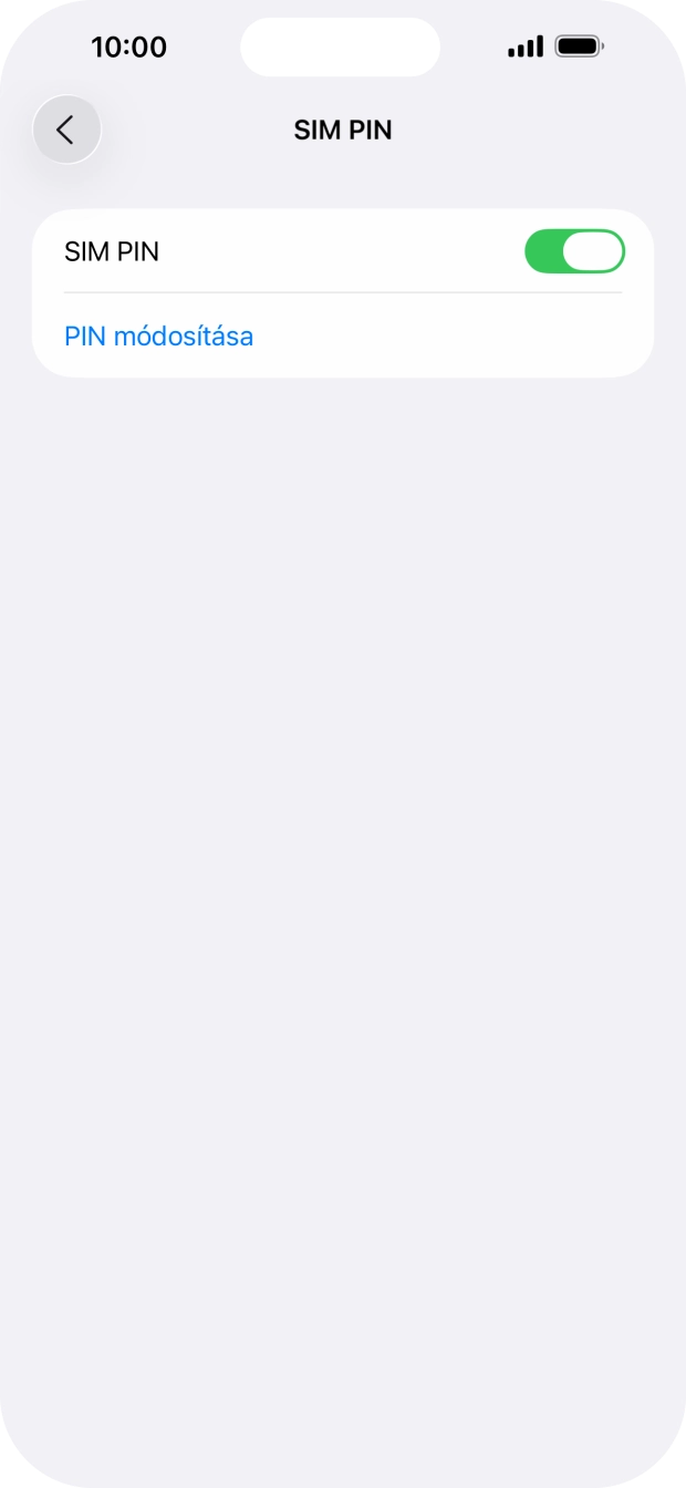 Kattints a „SIM PIN” melletti csúszkára a funkció be- vagy kikapcsolásához. Kattints a „SIM PIN” melletti csúszkára a funkció be- vagy kikapcsolásához.