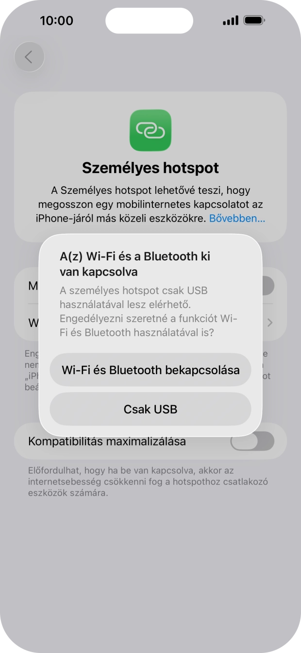 Amennyiben ki van kapcsolva a Wi-Fi, válaszd a Wi-Fi és Bluetooth bekapcsolása lehetőséget. Amennyiben ki van kapcsolva a Wi-Fi, válaszd a Wi-Fi és Bluetooth bekapcsolása lehetőséget.