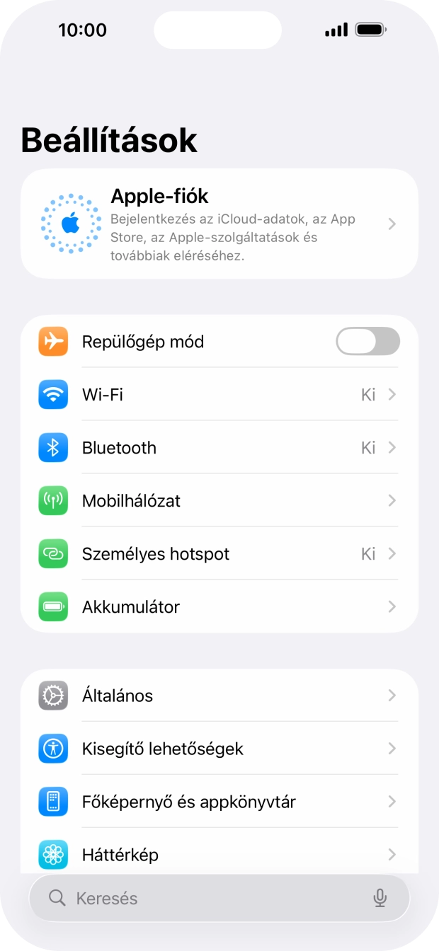 Válaszd az Apple-fiók lehetőséget. Válaszd az Apple-fiók lehetőséget.