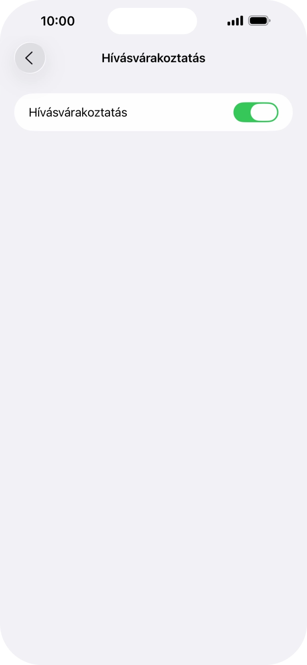 Kattints a „Hívásvárakoztatás” melletti csúszkára a funkció be- vagy kikapcsolásához. Kattints a „Hívásvárakoztatás” melletti csúszkára a funkció be- vagy kikapcsolásához.