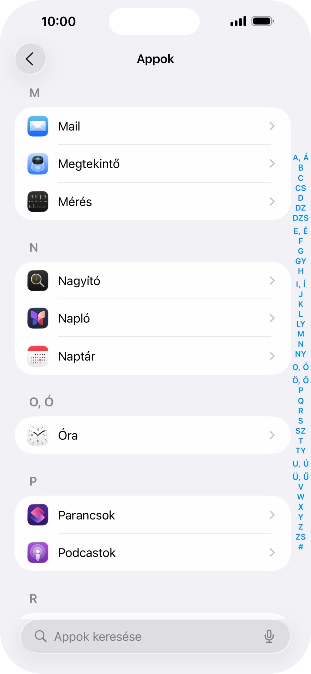 Válaszd a Mail lehetőséget.