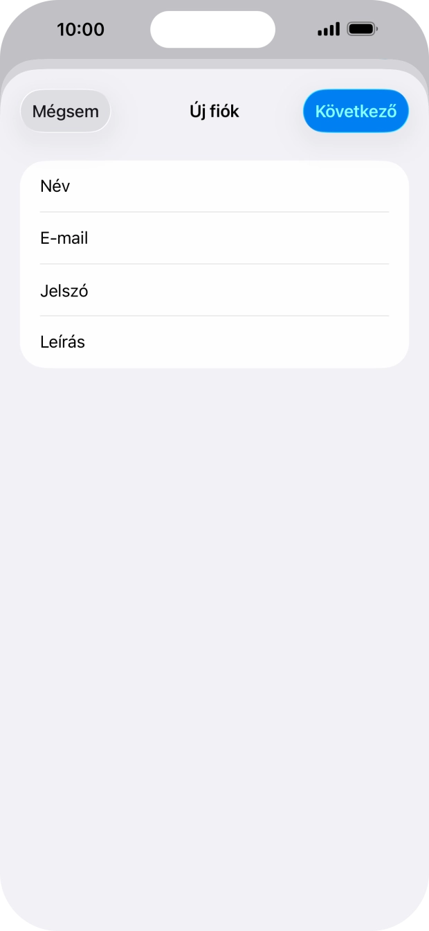 Kattints a Leírás mezőre, és írd be az e-mail-fiók kívánt nevét.