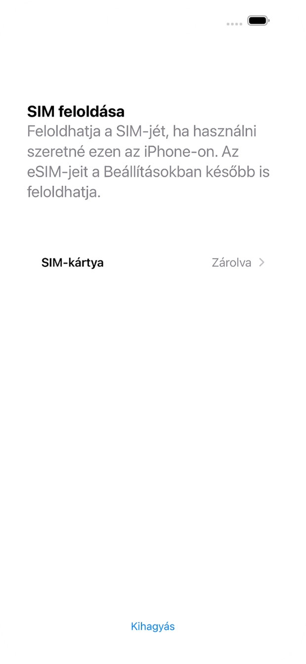 Válaszd a SIM-kártya lehetőséget. Válaszd a SIM-kártya lehetőséget.