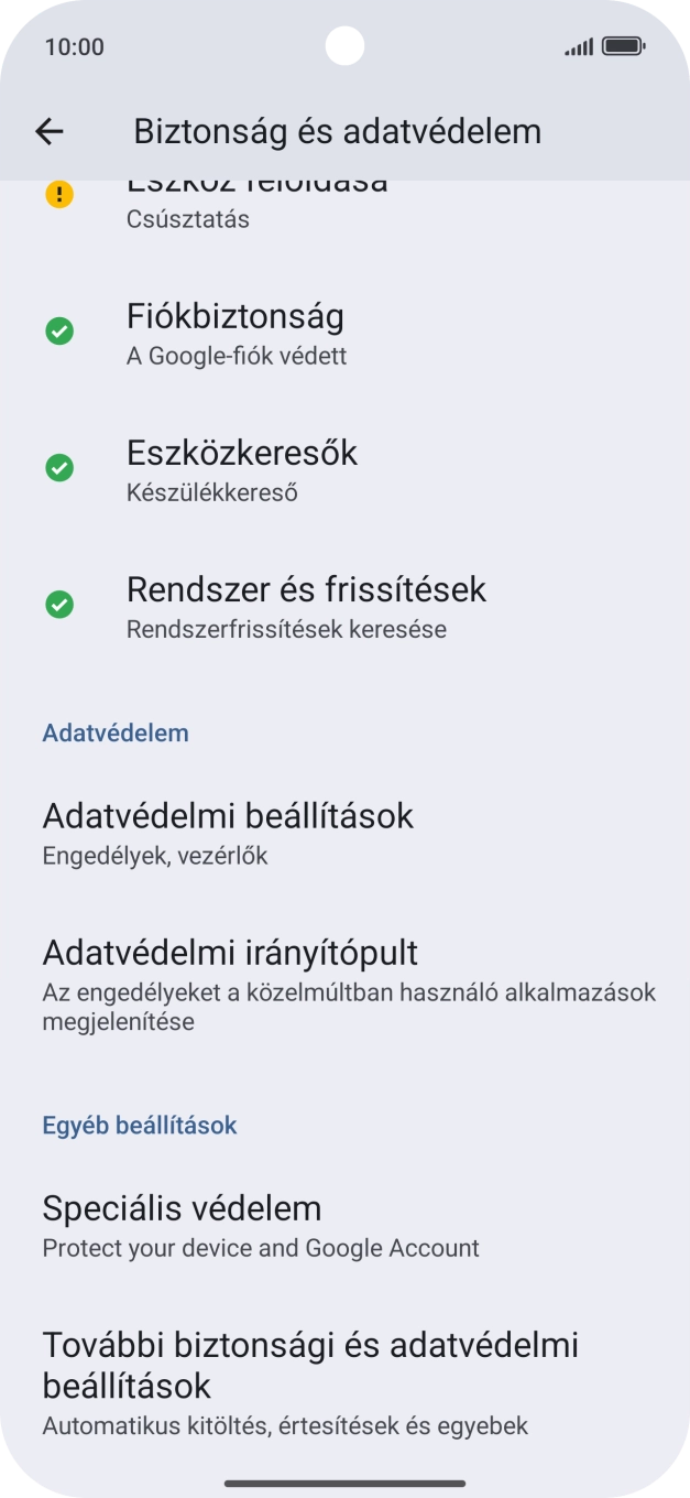 Válaszd a További biztonsági és adatvédelmi beállítások lehetőséget.