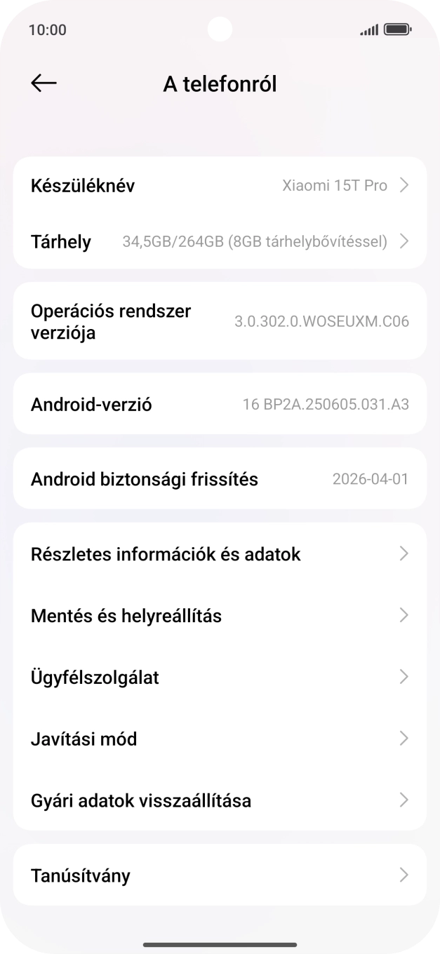 Válaszd a Gyári adatok visszaállítása lehetőséget. Válaszd a Gyári adatok visszaállítása lehetőséget.