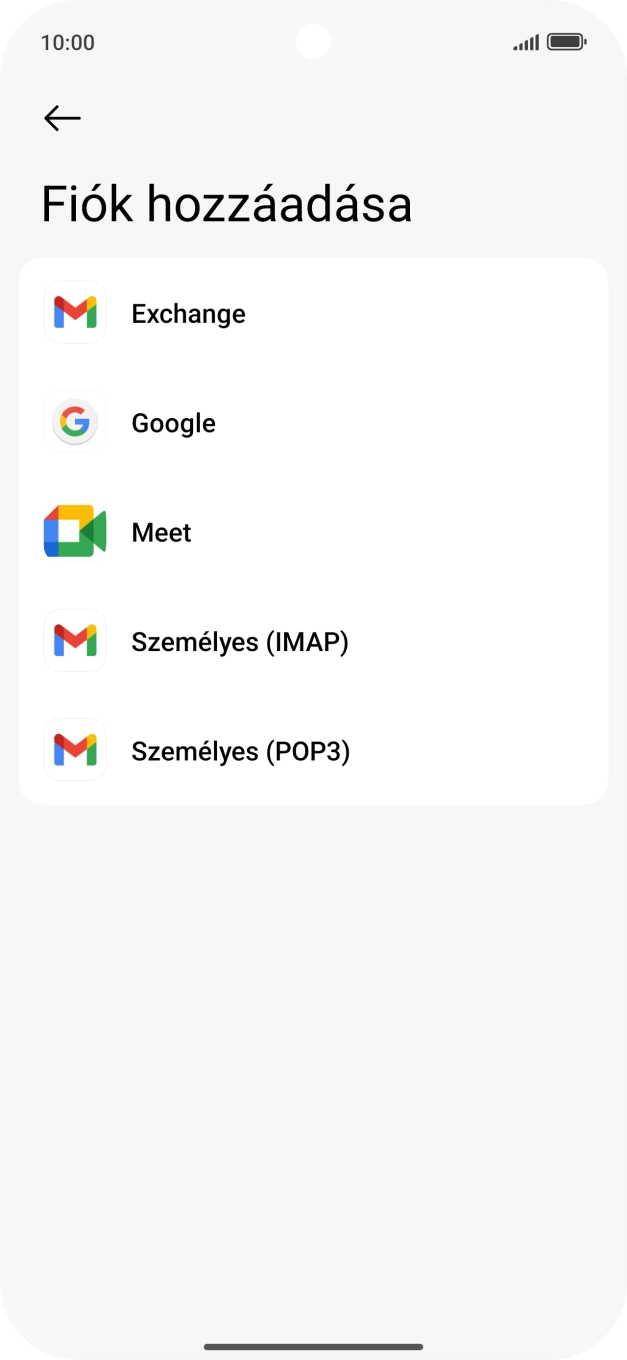 Válaszd a Google lehetőséget.