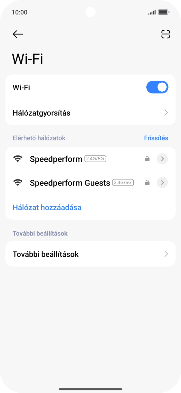 Válaszd ki a kívánt Wi-Fi hálózatot. Válaszd ki a kívánt Wi-Fi hálózatot.