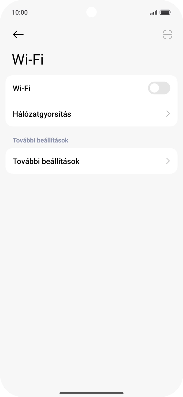 Kattints a „Wi-Fi” melletti csúszkára a funkció bekapcsolásához. Kattints a „Wi-Fi” melletti csúszkára a funkció bekapcsolásához.