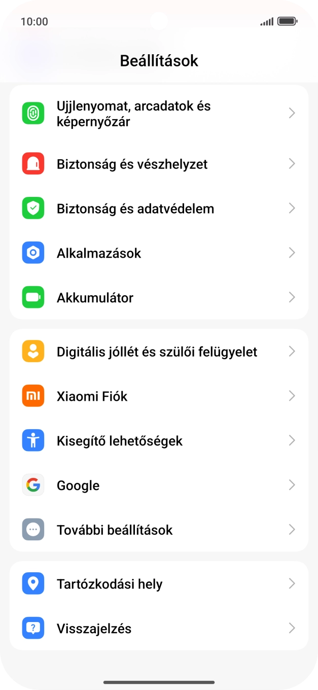 Válaszd a Biztonság és adatvédelem lehetőséget.