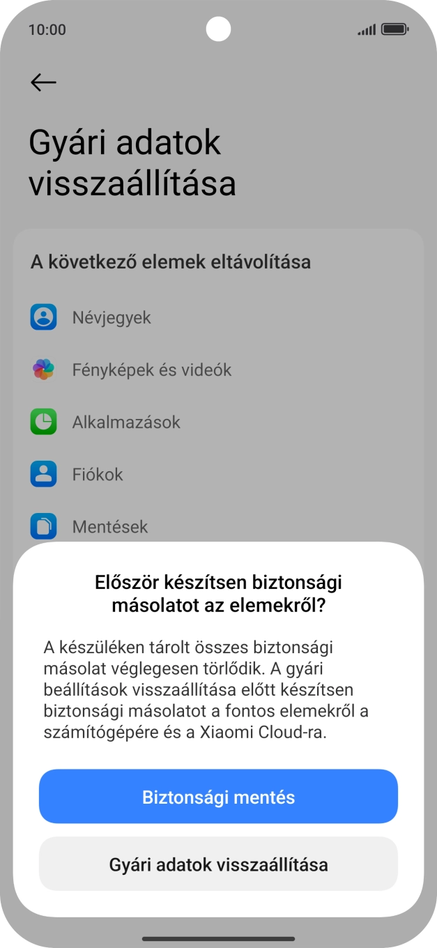 Válaszd a Gyári adatok visszaállítása lehetőséget. Válaszd a Gyári adatok visszaállítása lehetőséget.