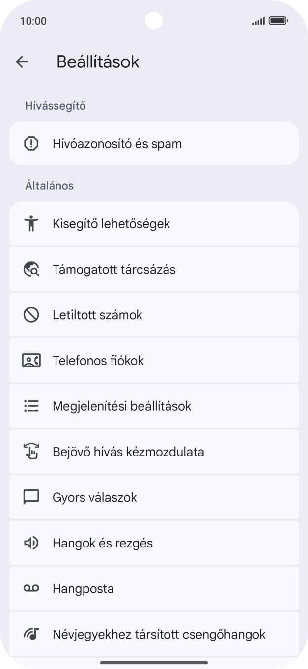 Válaszd a Telefonos fiókok lehetőséget.