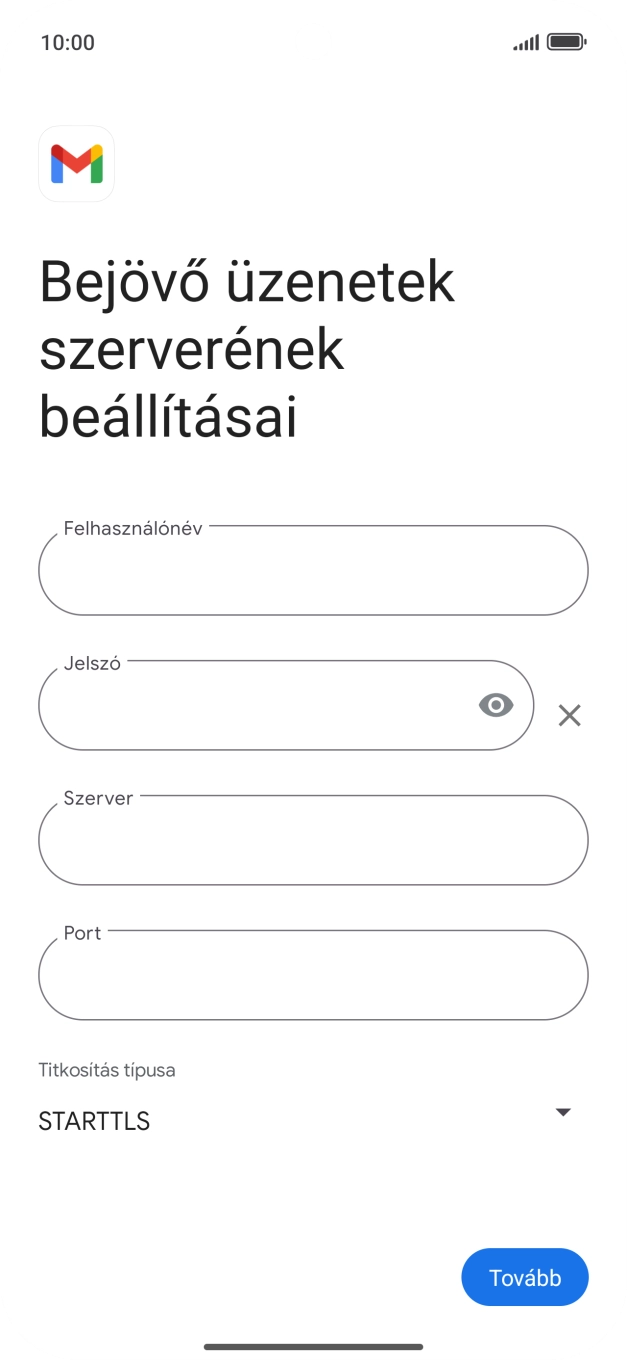 Kattints a „Felhasználónév” alatti mezőre, és írd be az e-mail-fiókodhoz tartozó felhasználónevet.