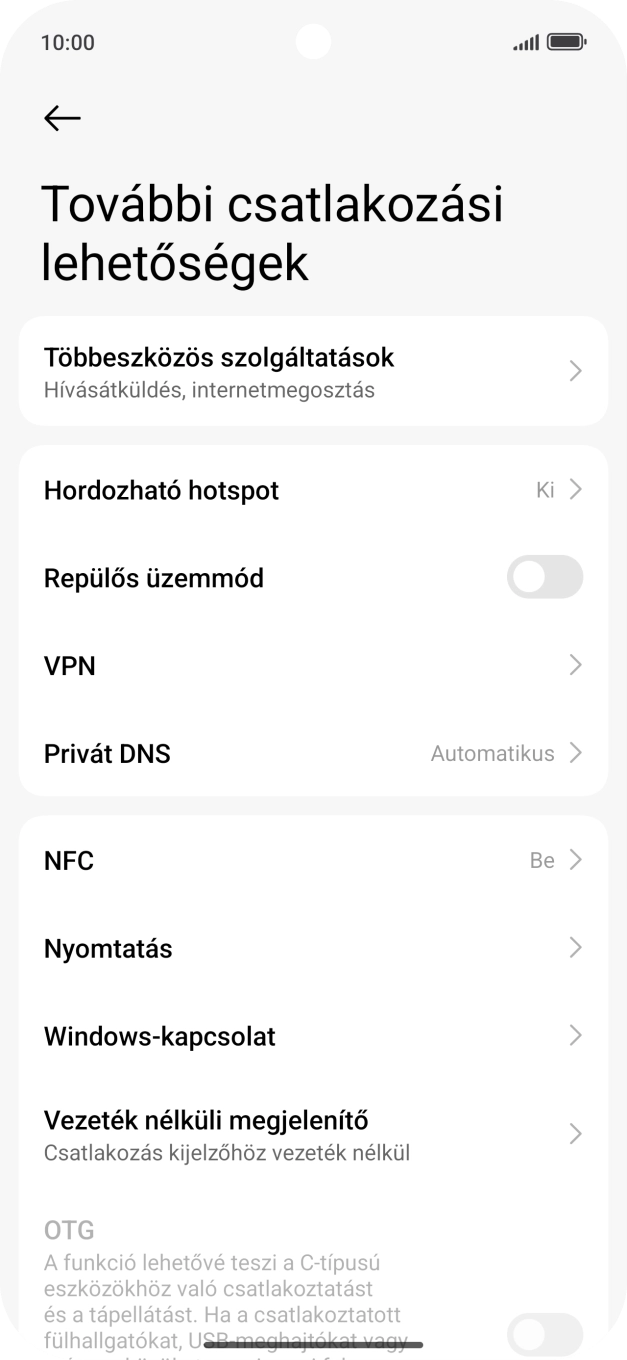 Válaszd a Hordozható hotspot lehetőséget.