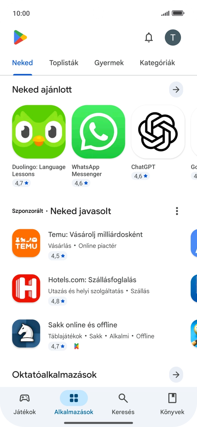 Válaszd a Keresés lehetőséget.