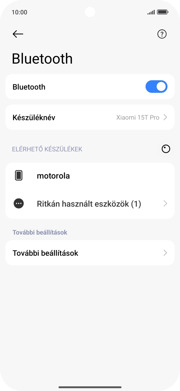 Válaszd ki a kívánt Bluetooth-eszközt, és kövesd a kijelzőn megjelenő utasításokat annak telefonodhoz történő csatlakoztatásához.