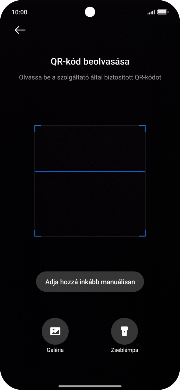 Helyezd az elküldött QR-kódot a telefon kameráján látható kereten belülre a kód beszkenneléséhez.