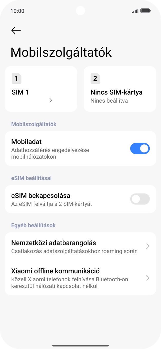 Kattints az „eSIM bekapcsolása” melletti csúszkára.