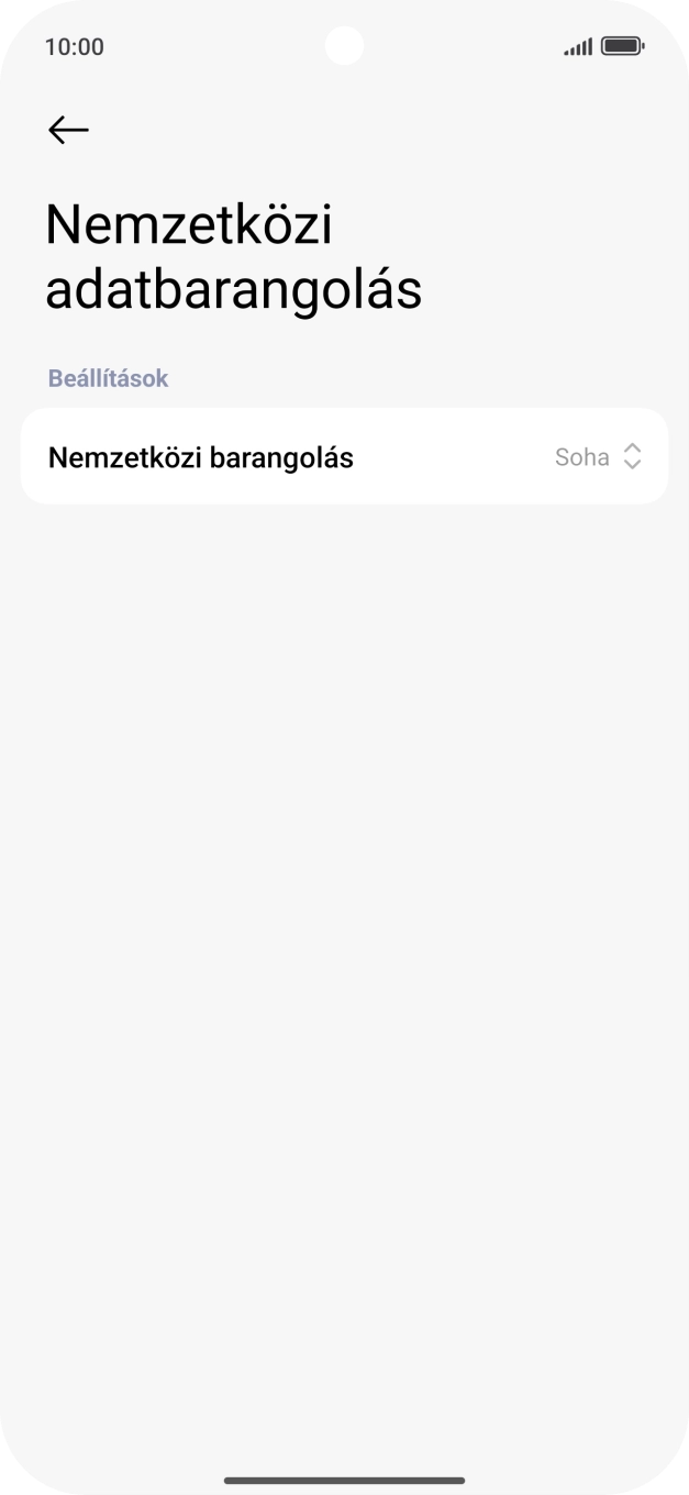Nyisd le a „Nemzetközi barangolás” mellett legördülő menüt.
