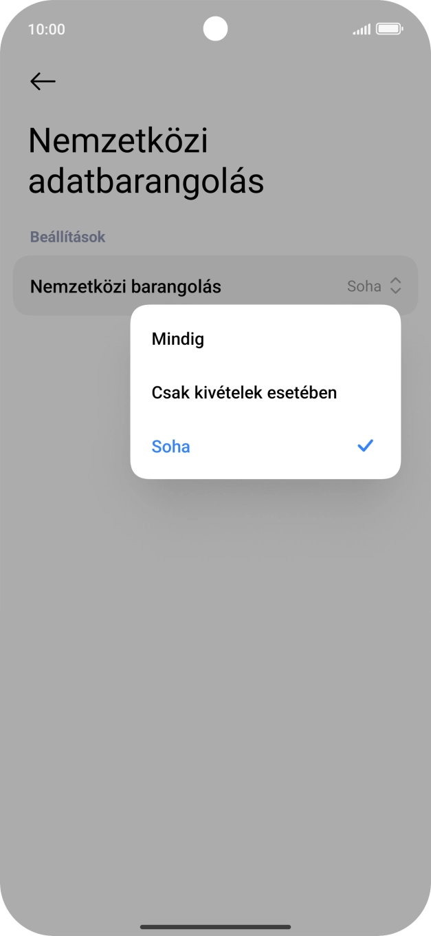 A funkció be- vagy kikapcsolásához válaszd a kívánt beállítást.