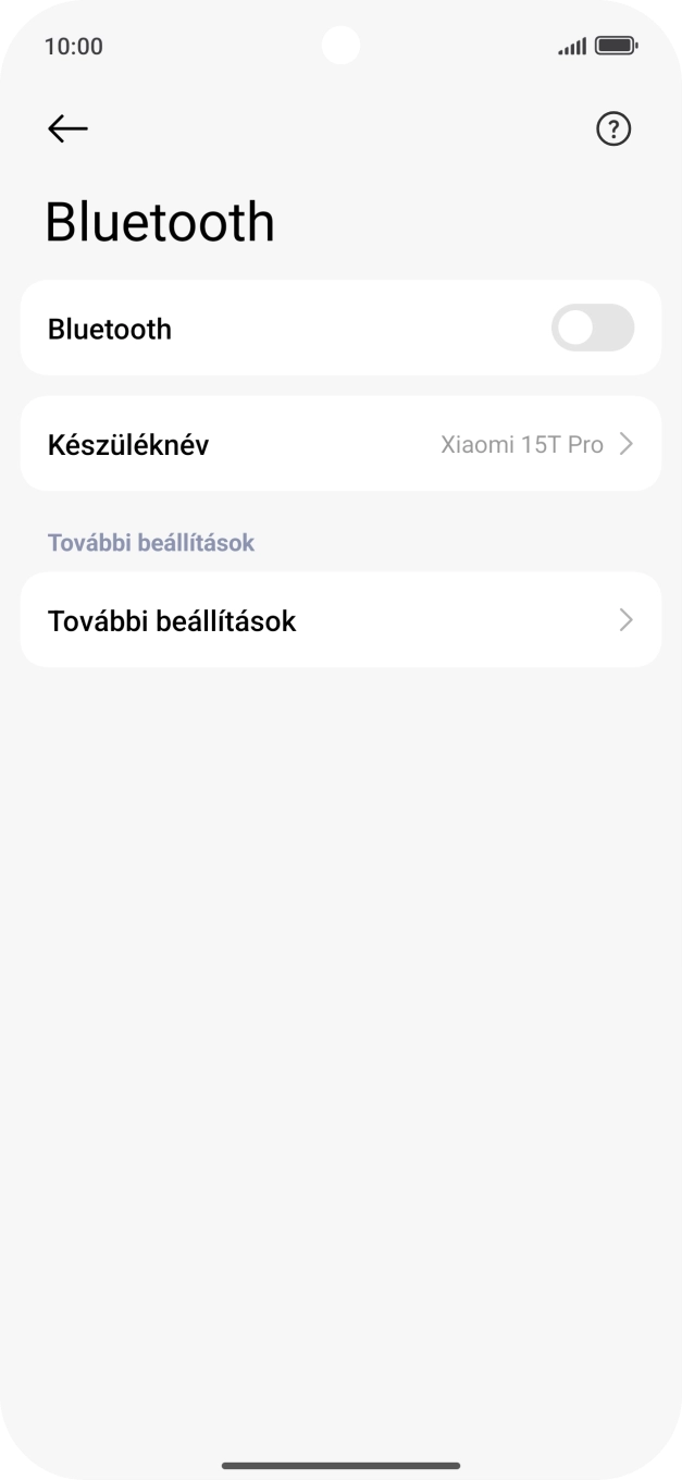 Kattints a „Bluetooth” melletti csúszkára a funkció bekapcsolásához.