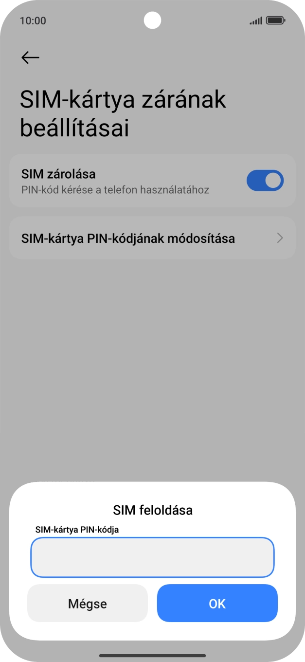 Írd be a PIN-kódot, és válaszd az OK lehetőséget.