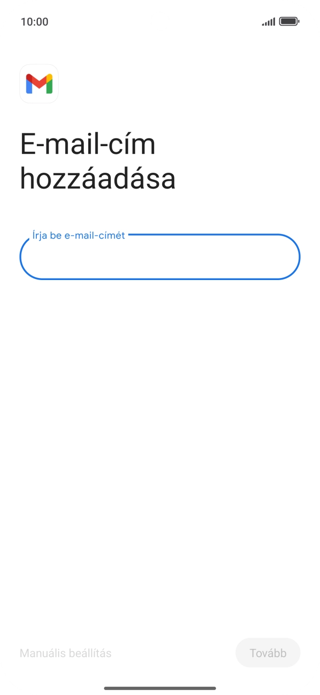 Kattints az „Írja be e-mail-címét” alatti mezőre, és írd be az e-mail címedet.