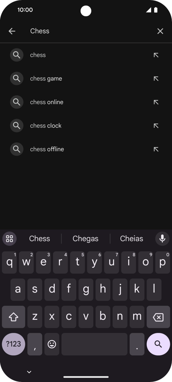 Introduza o nome ou categoria da app pretendida e prima o ícone para pesquisar.