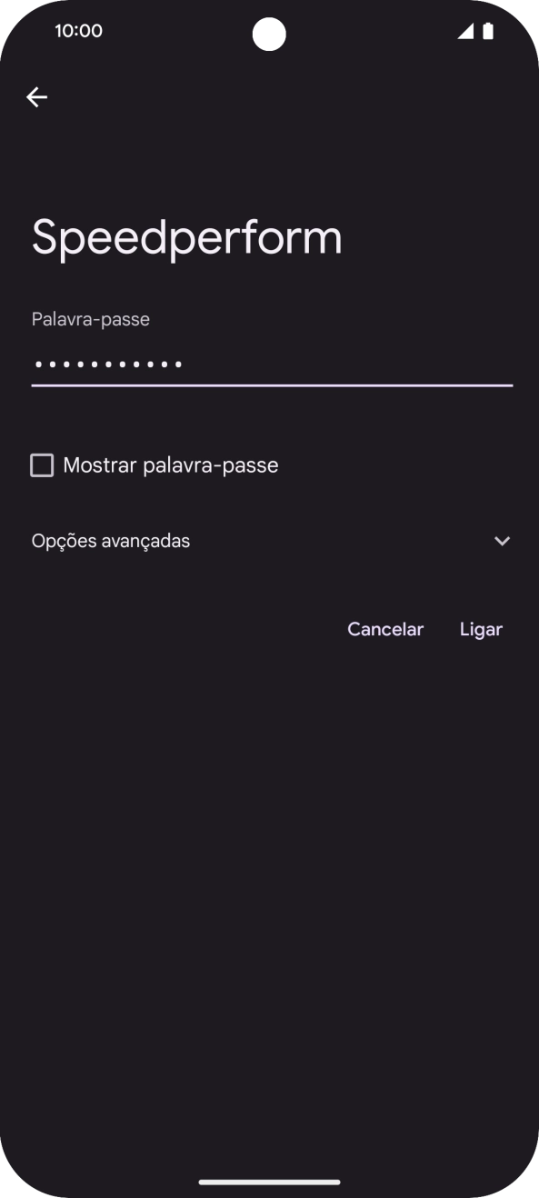 Introduza a password da rede Wi-Fi e prima Ligar.