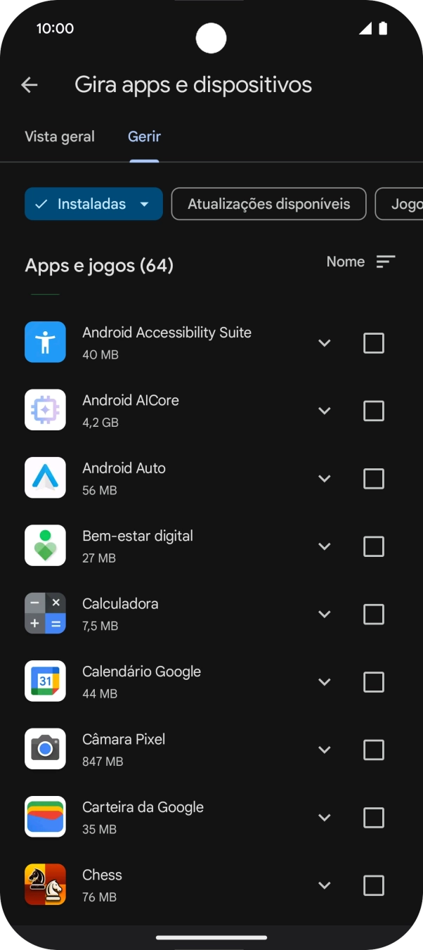 Prima a app pretendida.