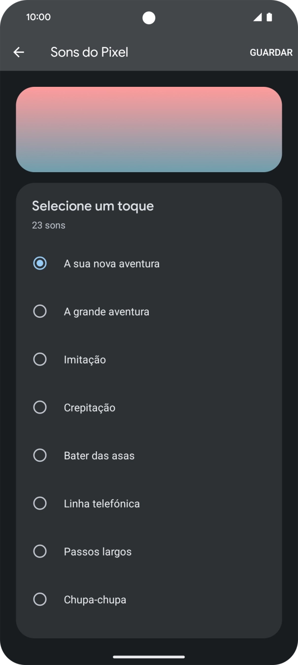 Prima os tons de toque pretendidos para os ouvir.