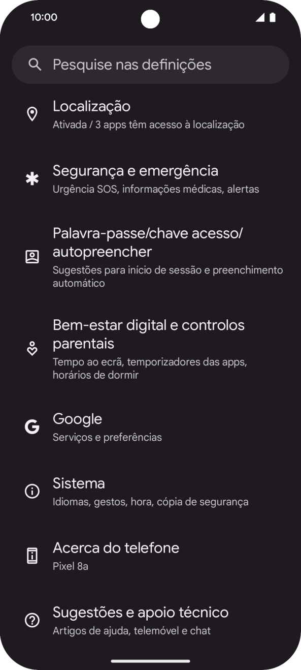 Prima Acerca do telefone.