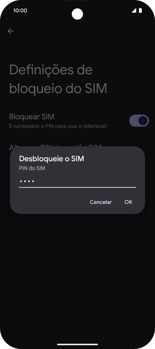 Introduza o seu código PIN e prima OK.