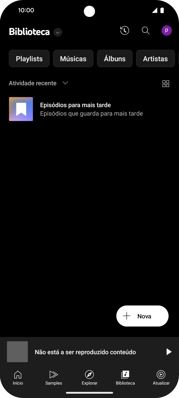 Prima a lista suspensa.