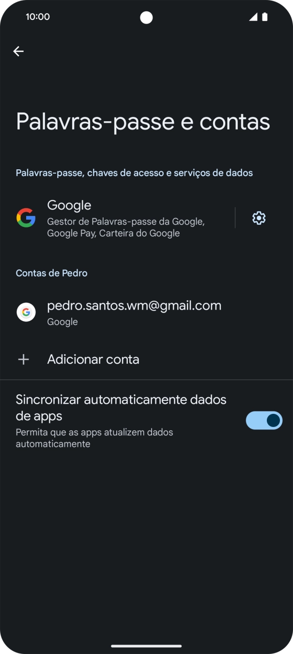 Prima Adicionar conta.