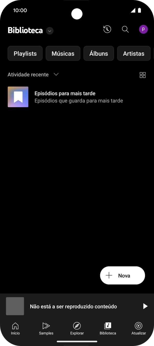 Prima a lista suspensa.