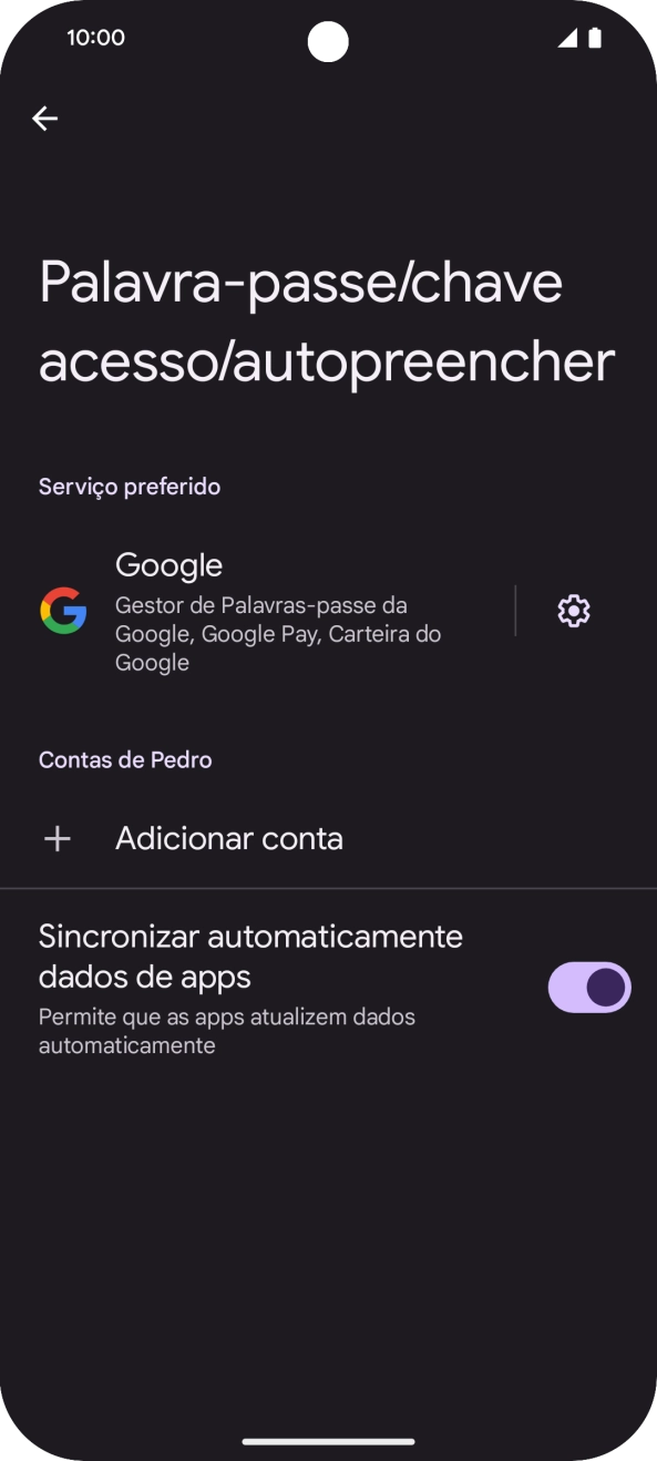 Prima Adicionar conta.